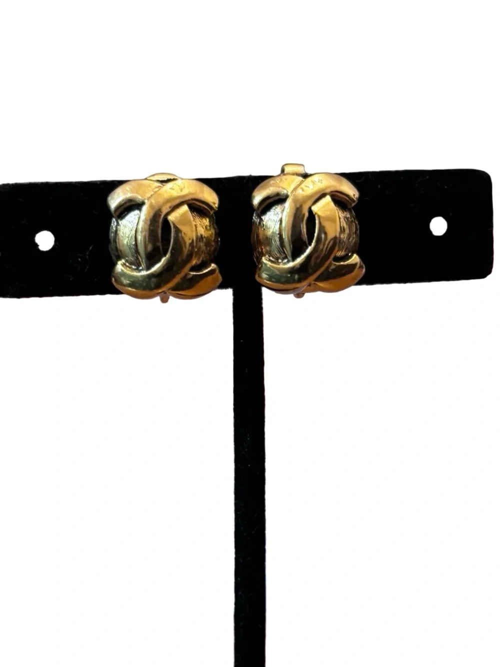 Authentic Gold CHANEL 209 CoCo Mark Earrings w/COA